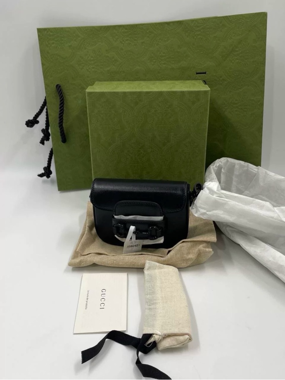 Gucci Azalea Mini Horsebit 1955 Shoulder Bag Black w Removable Strap Authentic